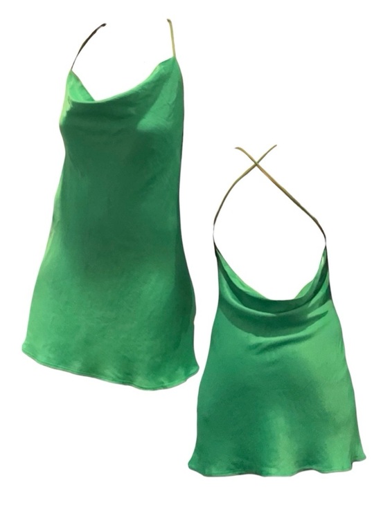 Zara Dresses & Skirts - Zara Green Slip Mini Dress With Cross Back
